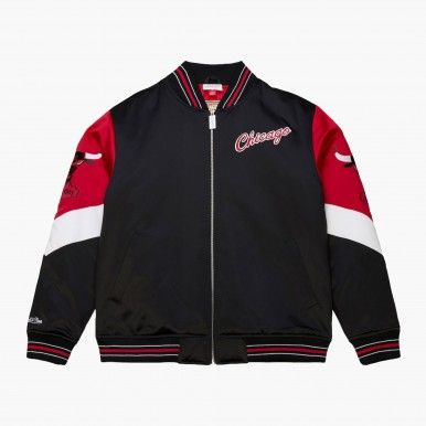 Casaco Chicago Bulls Black Hardwood Classics Throwback Heavyweight Satin Casaco Chicago Bulls Black Hardwood Classics Throwback Heavyweight Satin