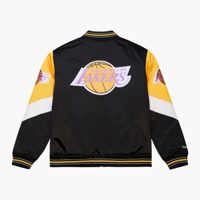 Casaco Los Angeles Lakers Black Hardwood Classics Throwback Heavyweight Satin Casaco Los Angeles Lakers Black Hardwood Classics Throwback Heavyweight Satin