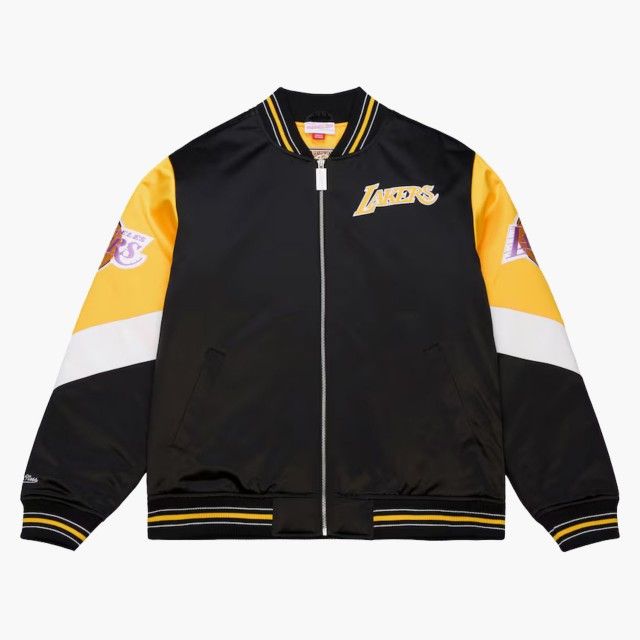 Casaco Los Angeles Lakers Black Hardwood Classics Throwback Heavyweight Satin Casaco Los Angeles Lakers Black Hardwood Classics Throwback Heavyweight Satin