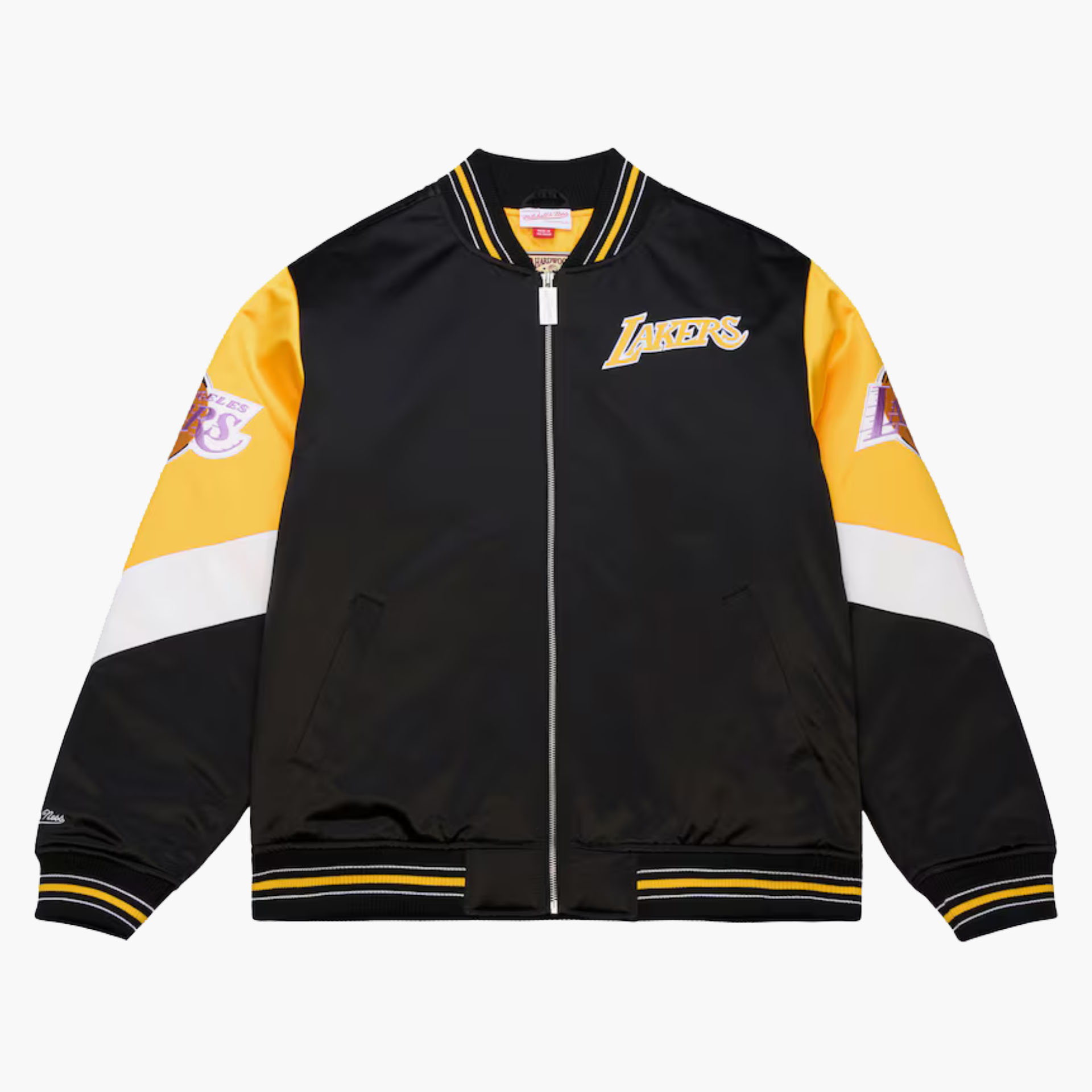 Casaco Los Angeles Lakers Black Hardwood Classics Throwback Heavyweight Satin