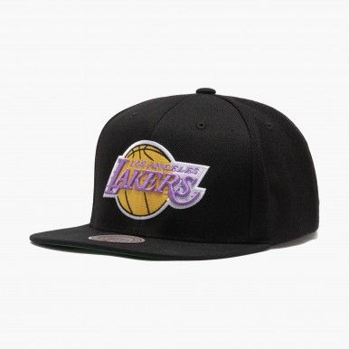 Bon� Mitchell & Ness NBA Preto Snapback Los Angeles Lakers