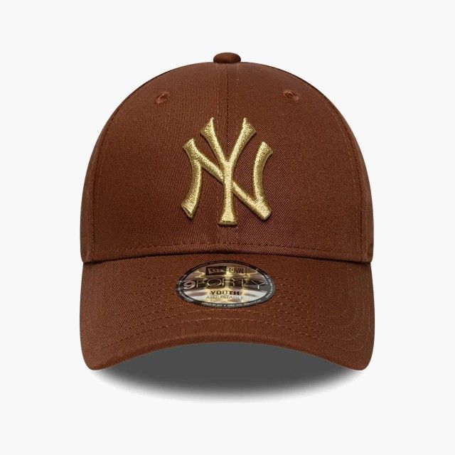 Bon� New Era Youth New York Yankees MLB Metallic Brown 9FORTY Crian�a